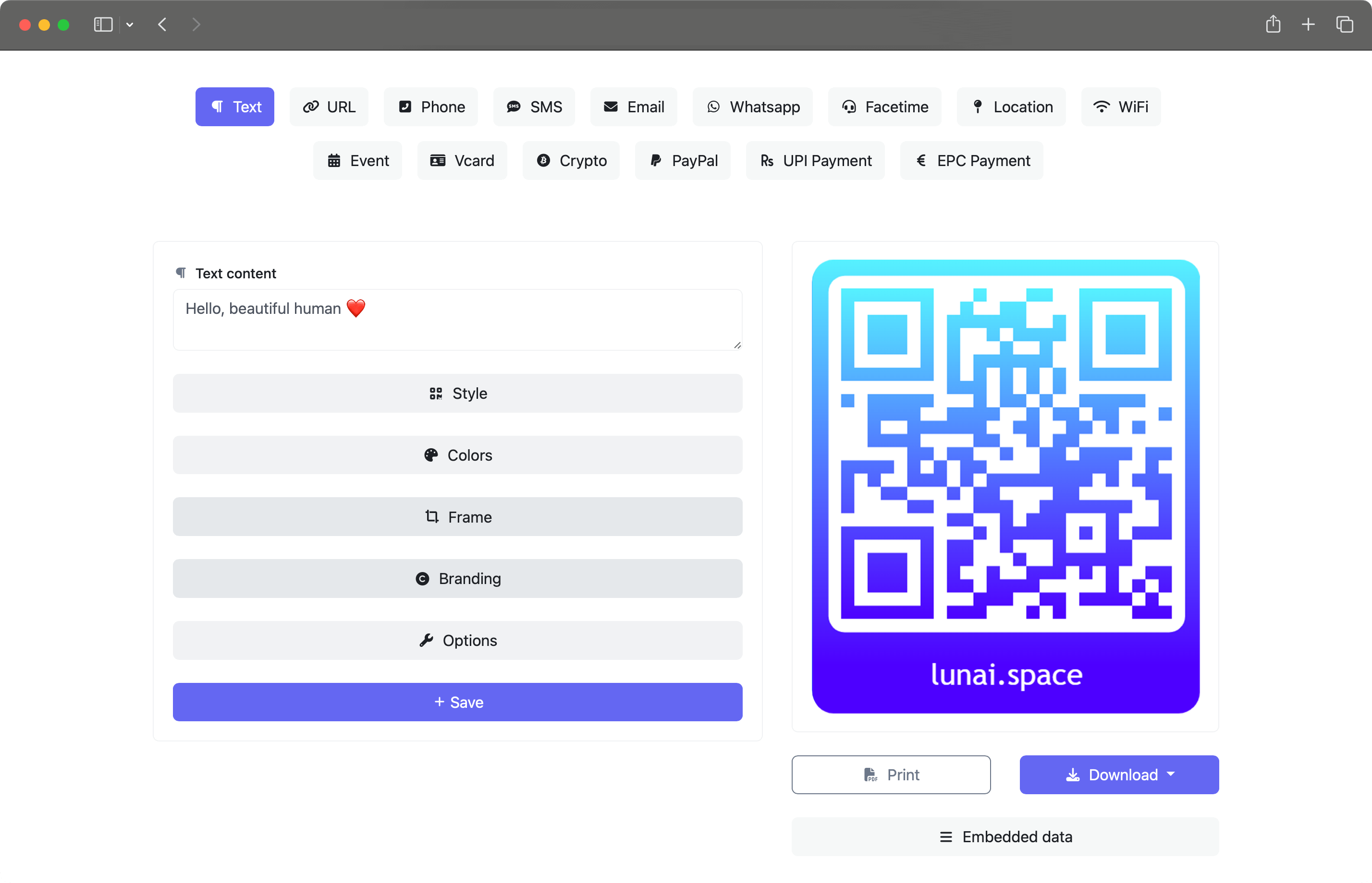 Screenshot of app dashboard